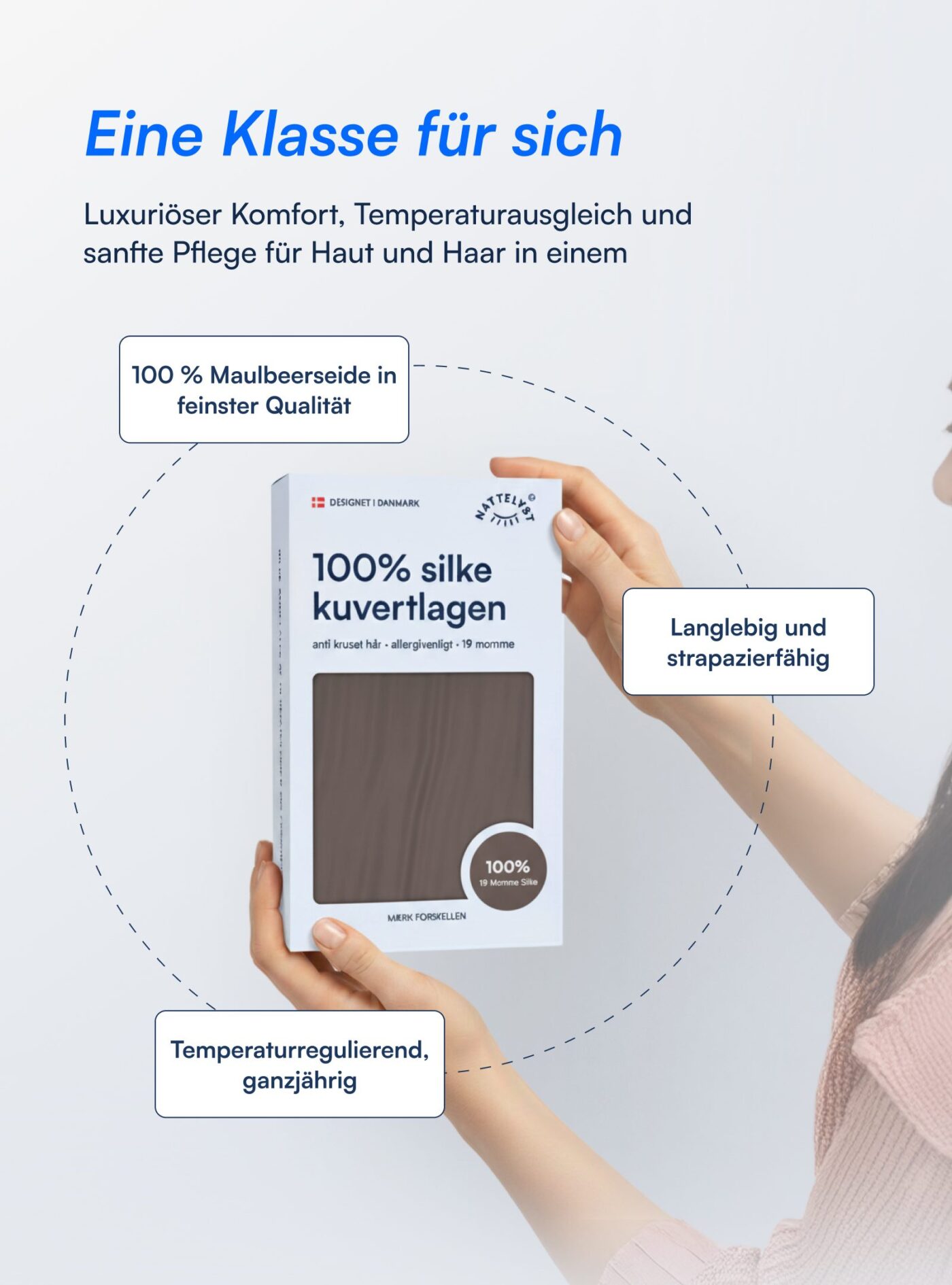 Spannleintuch aus 100 % Maulbeerseide (OEKO-TEX) Dunkelgrau