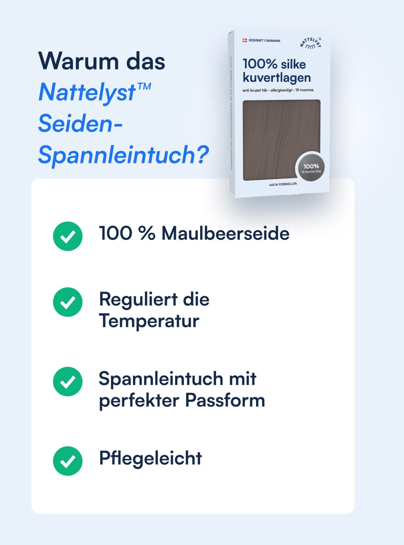 Spannleintuch aus 100 % Maulbeerseide (OEKO-TEX) Dunkelgrau