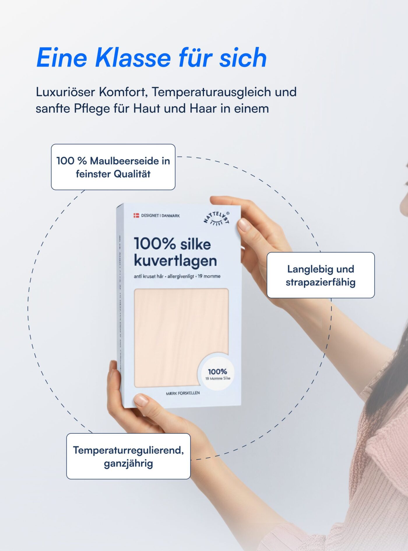 Spannleintuch aus 100 % Maulbeerseide (OEKO-TEX) Beige