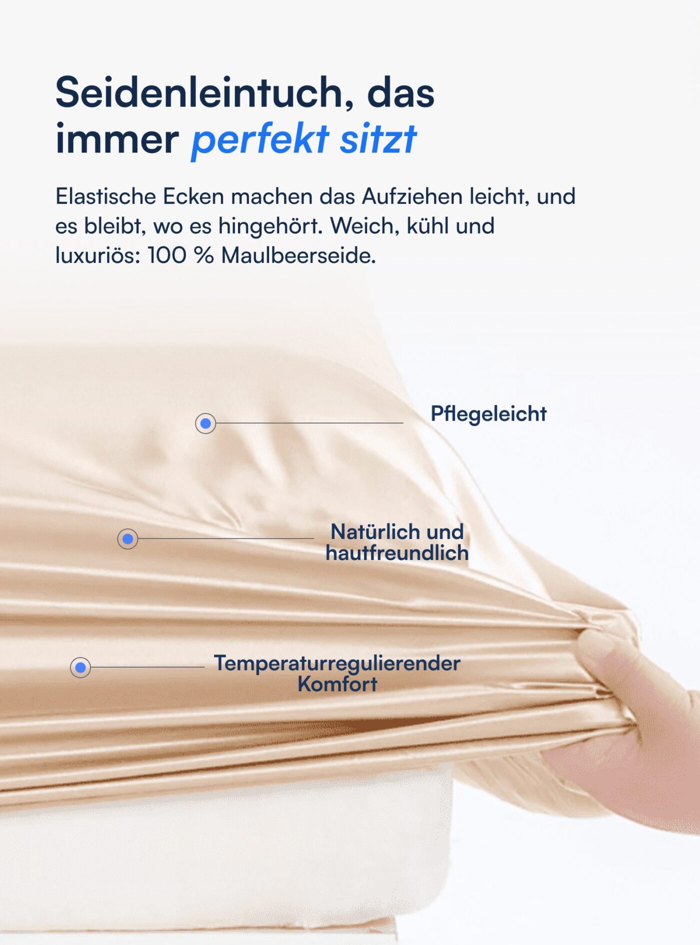 Spannleintuch aus 100 % Maulbeerseide (OEKO-TEX) Beige