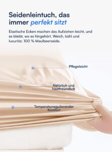 Spannleintuch aus 100 % Maulbeerseide (OEKO-TEX) Beige