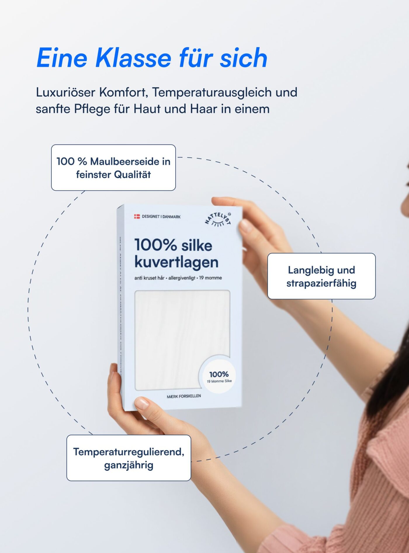Spannleintuch aus 100 % Maulbeerseide (OEKO-TEX) Weiß