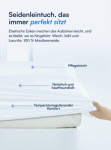 Spannleintuch aus 100 % Maulbeerseide (OEKO-TEX) Weiß