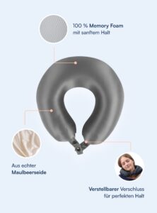 Nackenkissen aus 100 % Maulbeerseide (OEKO-TEX) Grau