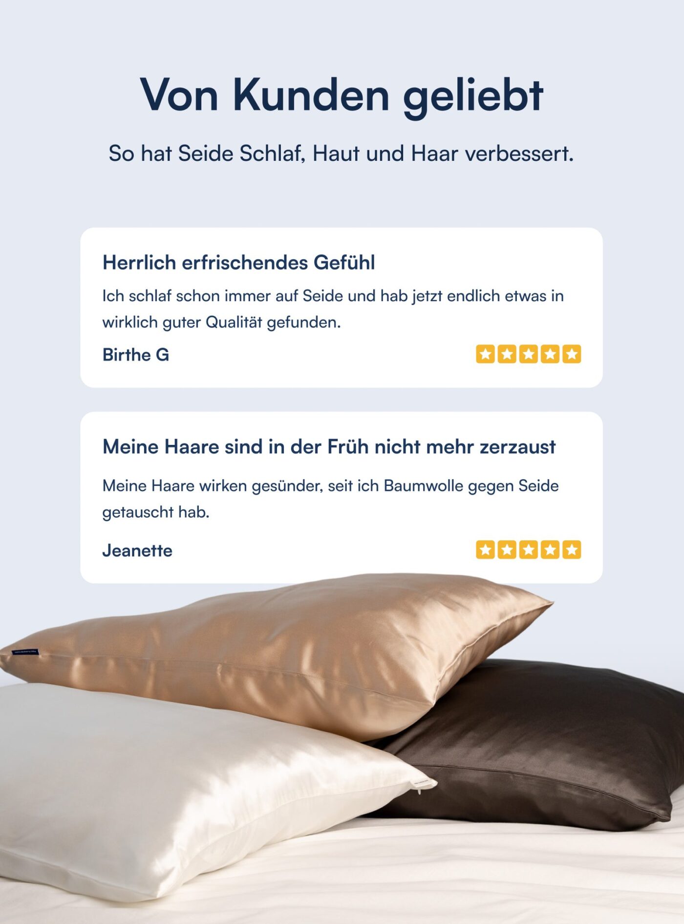 Kissenbezug aus 100 % Maulbeerseide (OEKO-TEX) Beige
