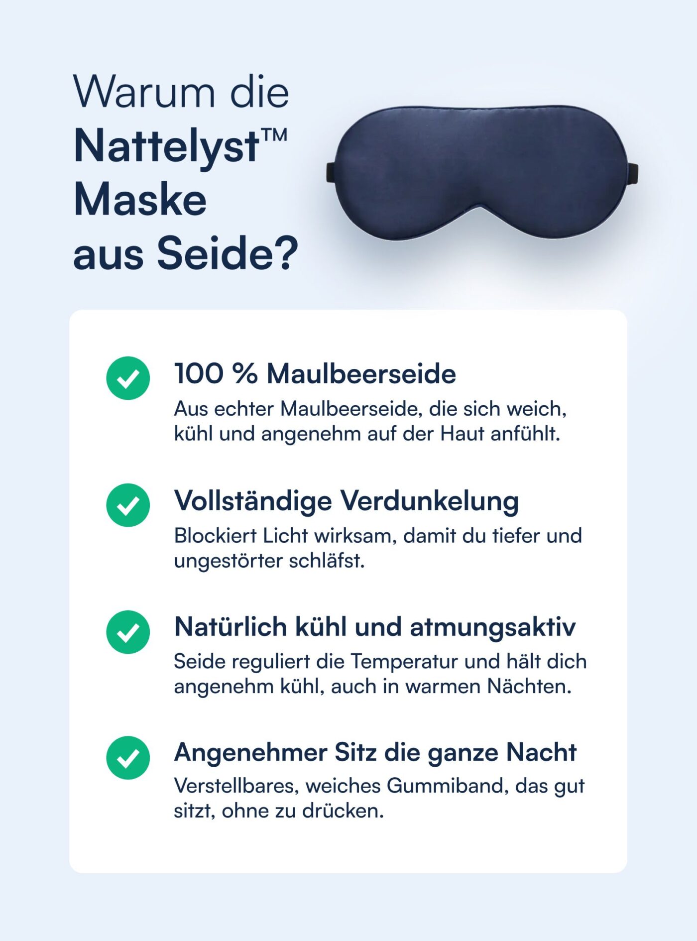 Schlafmaske aus 100 % Maulbeerseide