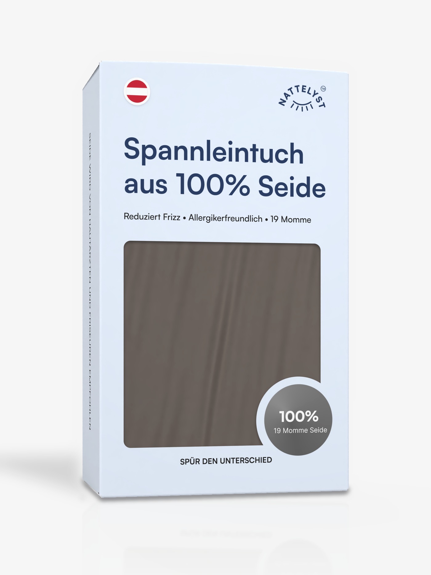 Spannleintuch aus 100 % Maulbeerseide (OEKO-TEX) Dunkelgrau