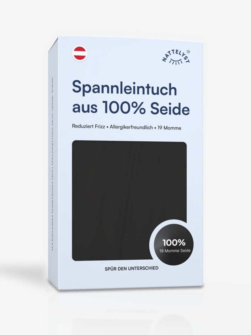 Spannleintuch aus 100 % Maulbeerseide (OEKO-TEX) Schwarz