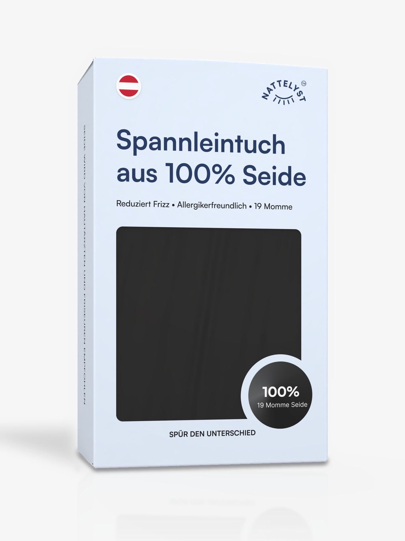 Spannleintuch aus 100 % Maulbeerseide (OEKO-TEX) Schwarz