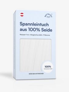 Spannleintuch aus 100 % Maulbeerseide (OEKO-TEX) Weiß
