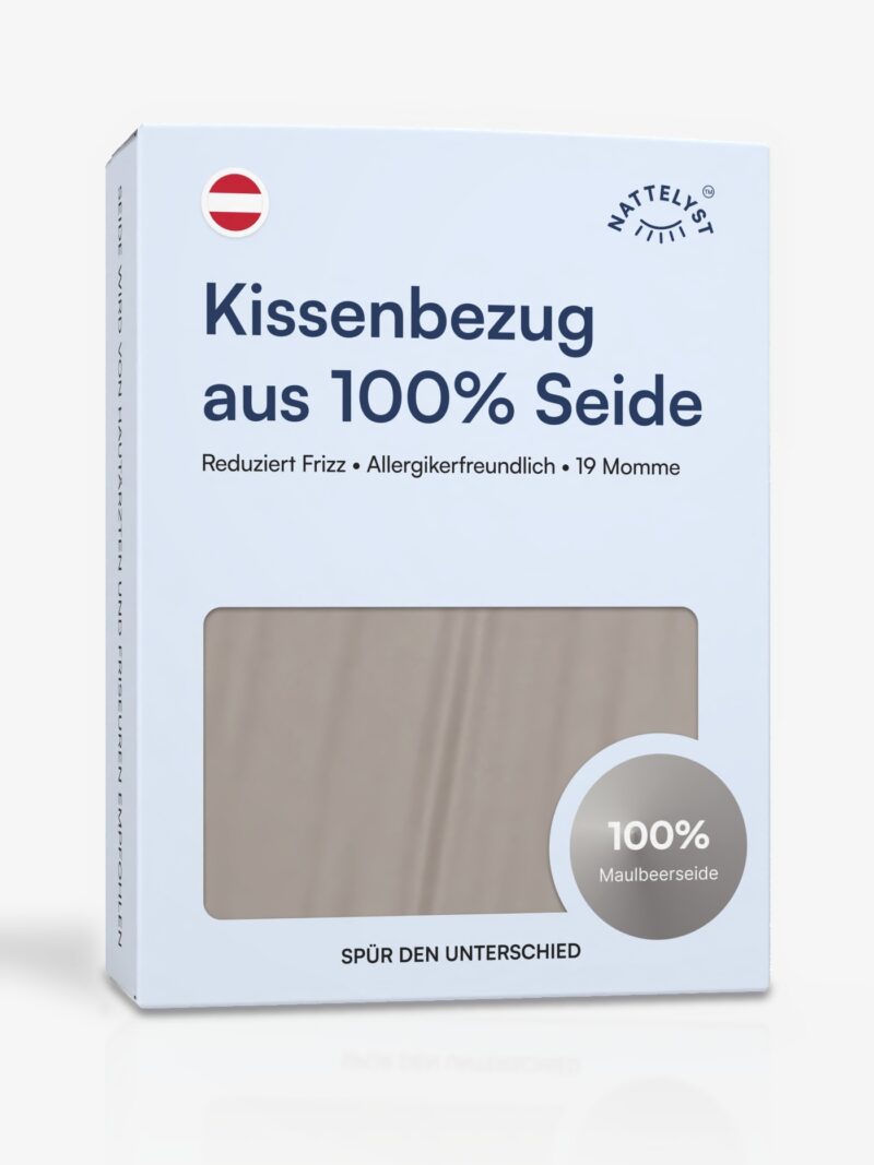 Kissenbezug aus 100 % Maulbeerseide (OEKO-TEX) Hellgrau