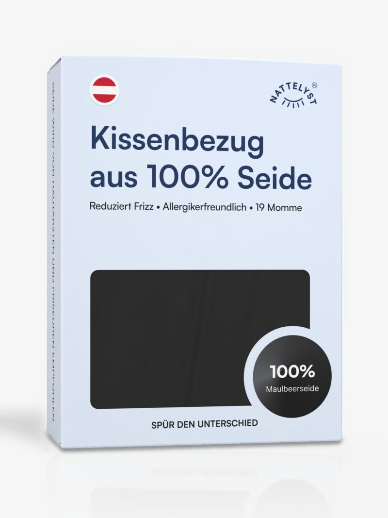 Kissenbezug aus 100 % Maulbeerseide (OEKO-TEX) Schwarz